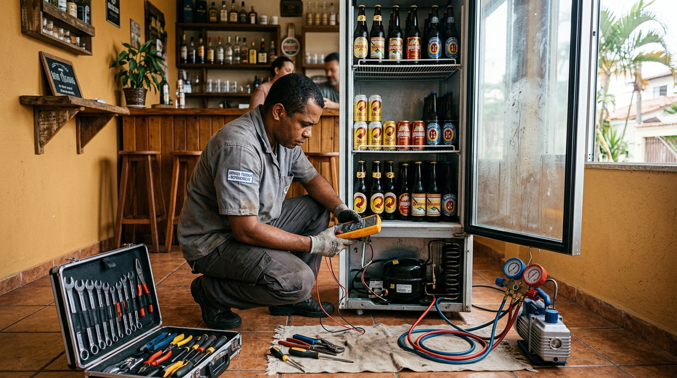 Substituição do termostato de uma cervejeira em Volta Redonda‑RJ